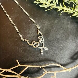 Vintage Snake Pendant Necklace | Silver Tone Serpent‎ Medusa Witchy Boho